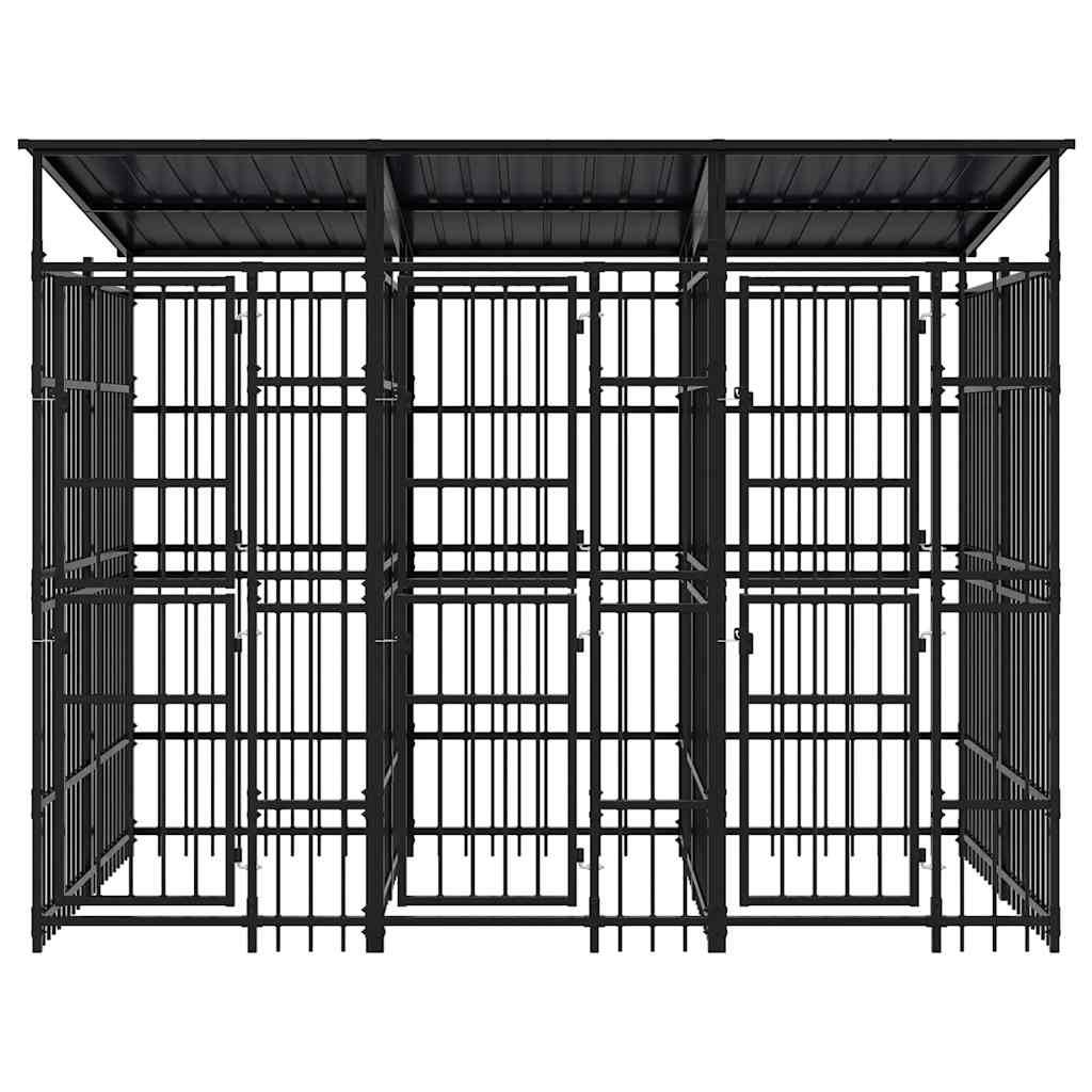 Vidaxl - Chenil d'extérieur avec toit pour chiens Acier 5,53 m² vidaXL 3097948 - Imagen 6