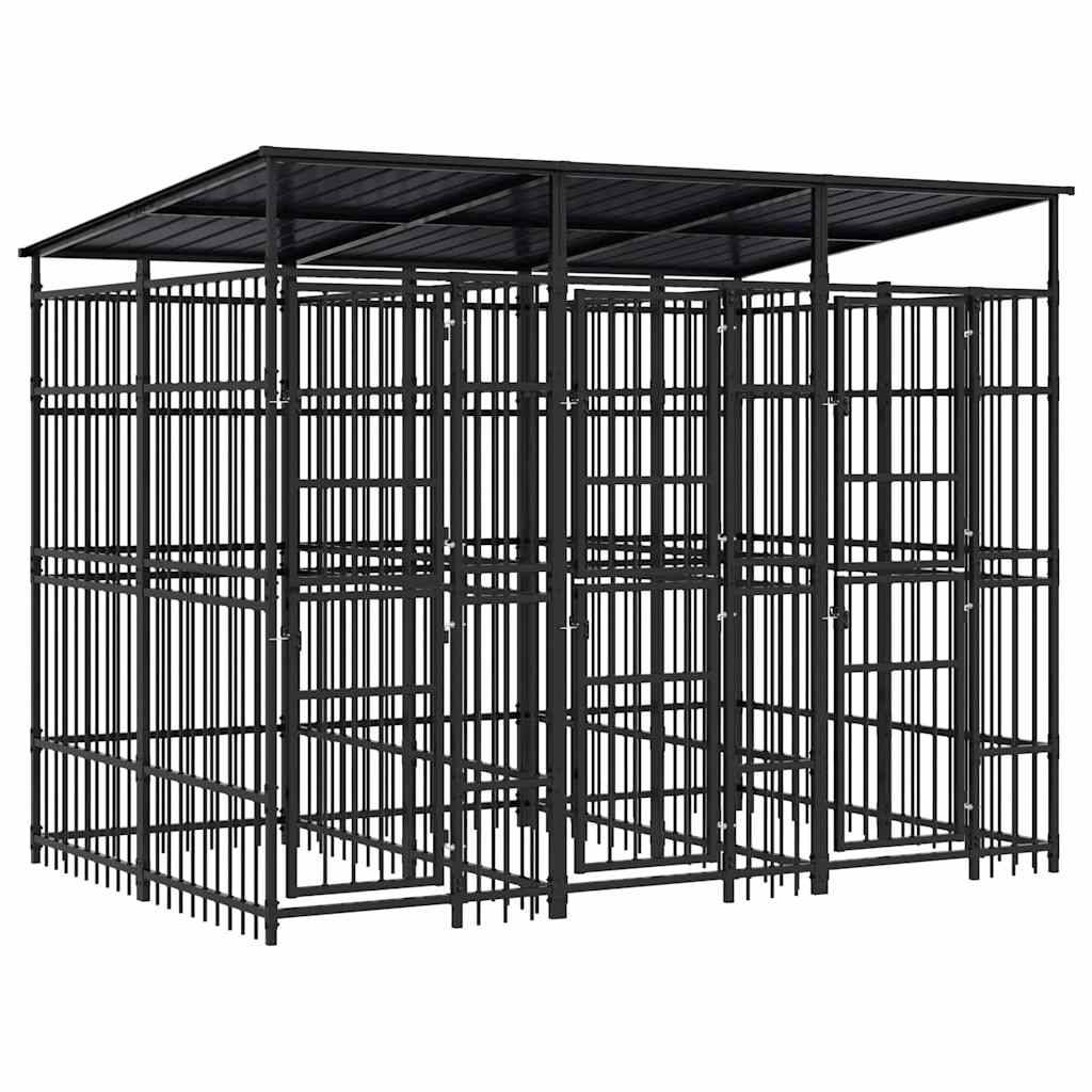 Vidaxl - Chenil d'extérieur avec toit pour chiens Acier 5,53 m² vidaXL 3097948 - Imagen 2