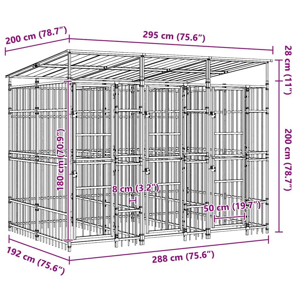 Vidaxl - Chenil d'extérieur avec toit pour chiens Acier 5,53 m² vidaXL 3097948 - Imagen 3