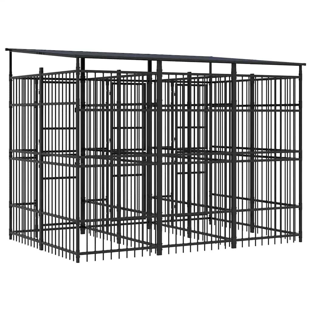 Vidaxl - Chenil d'extérieur avec toit pour chiens Acier 5,53 m² vidaXL 3097948 - Imagen 8