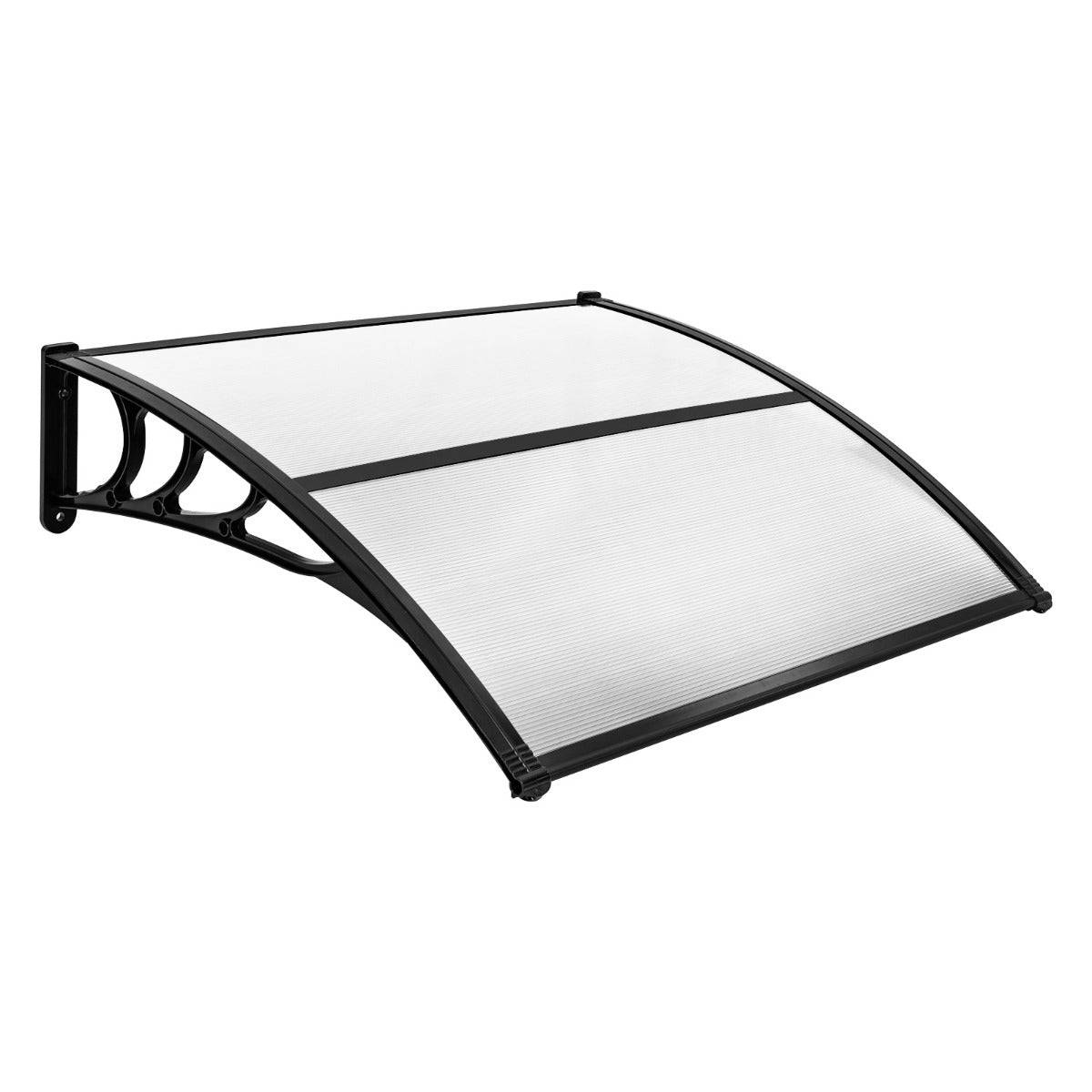 Helloshop26 - Auvent porte d'entree marquise de porte et fenêtre extérieur plaque en polycarbonate 122 cm gris transparent - Imagen 1