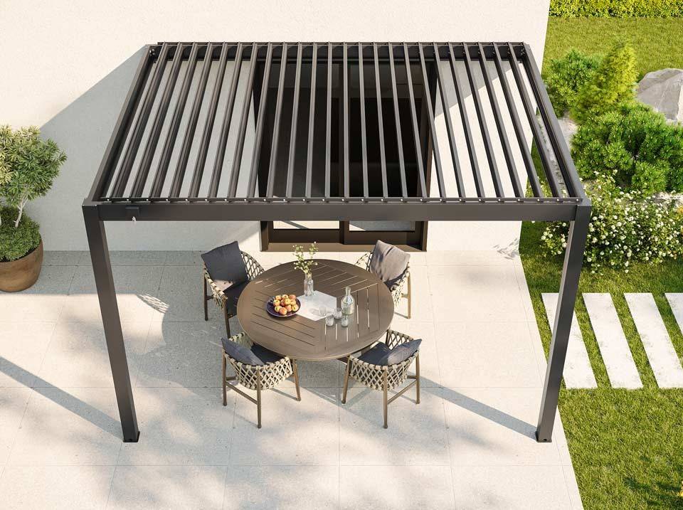 Pergola Bioclimatique Aluminium Adossee 12m² - 4x3m - Gris Anthracite - Image 6