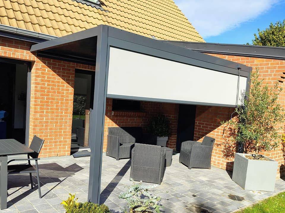 Pergola Bioclimatique Aluminium Adossee 12m² - 4x3m - Gris Anthracite - Image 8