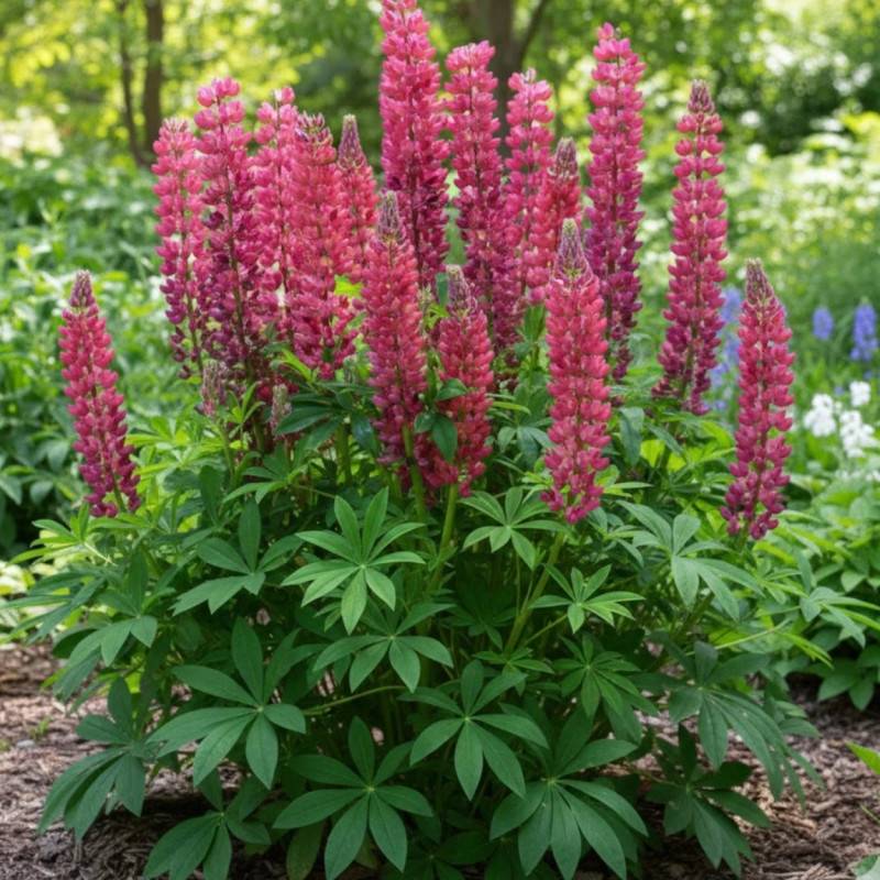 Lupin Les Pages à fleurs Rose/Rouge - feuillage Caduc - Godet - 5/20 cm - Imagen 1