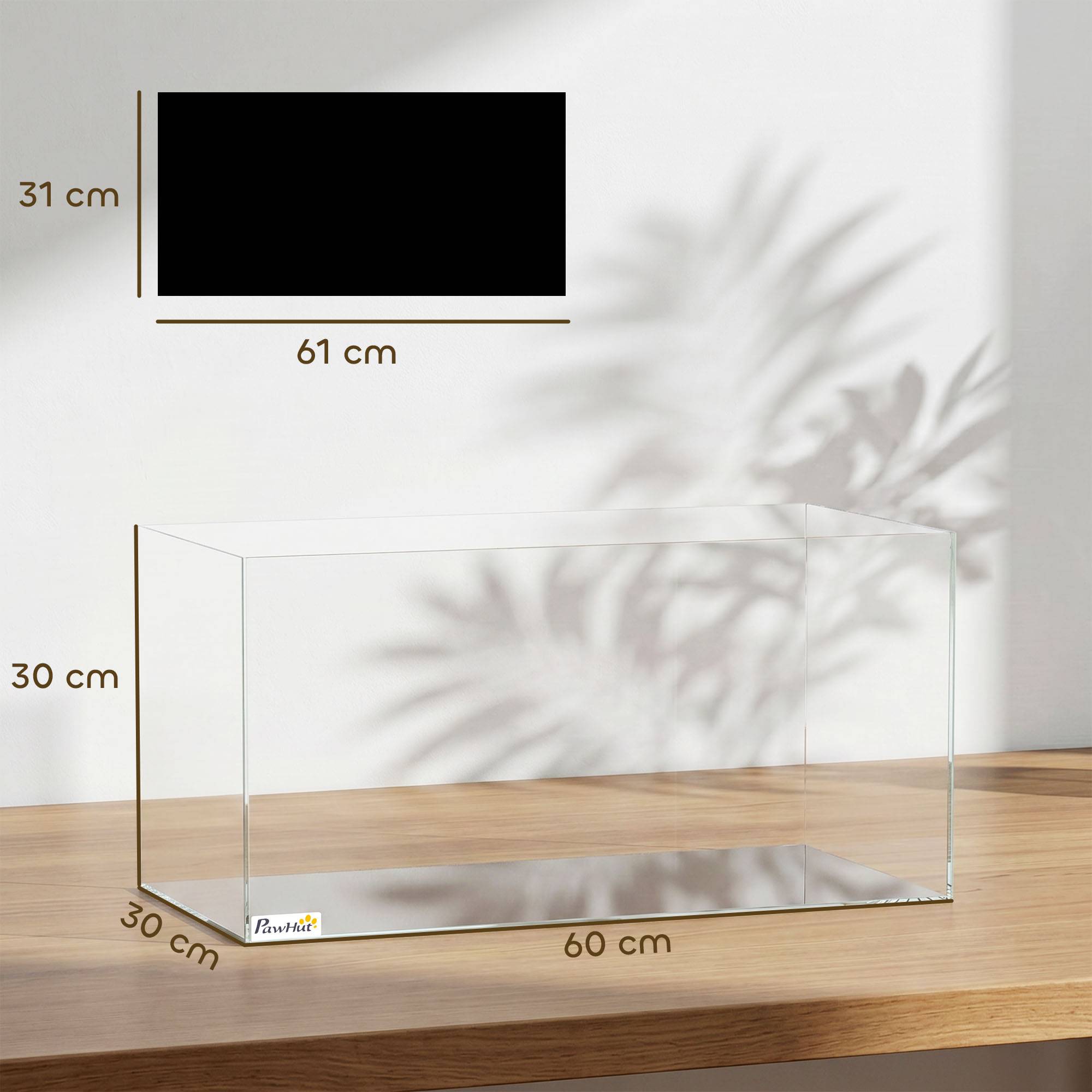 Sans Marque - Aquarium 43L en Verre Trempé avec Tapis de Protection Pour Poissons, Crevettes, Tortues, 50 x 30 x 30 cm, Transparent - Image 5