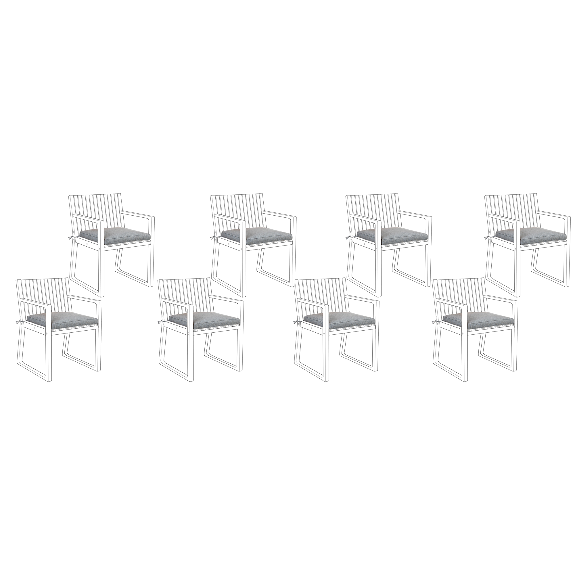 Beliani - Lot de 8 Coussins d'Assise pour Chaise de Jardin 46 x 46 cm en Tissu Imperméable Gris Beliani - Imagen 4