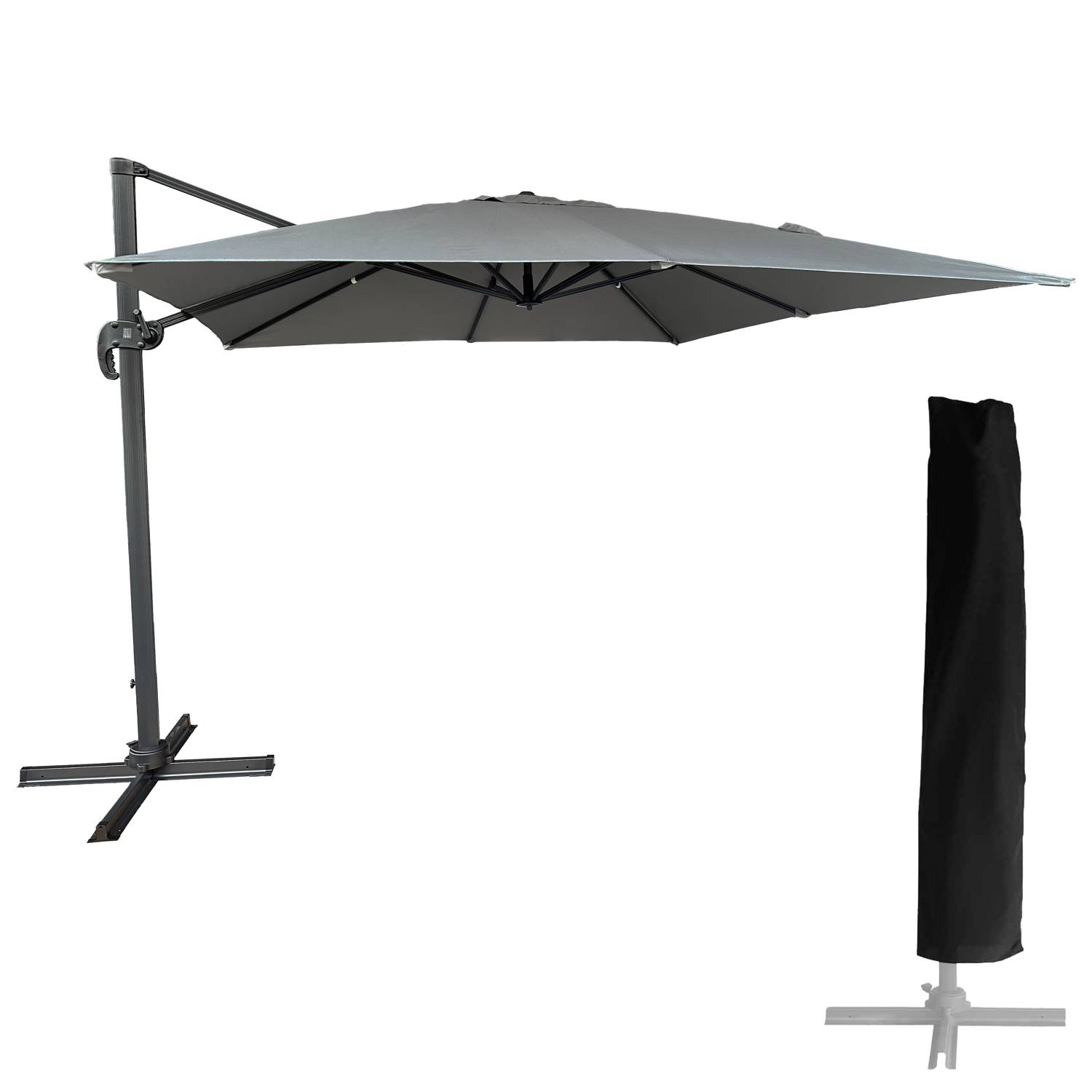Happy Garden - Parasol déporté MOLOKAI carré 3x3m gris + housse - HAPPY GARDEN - Imagen 1