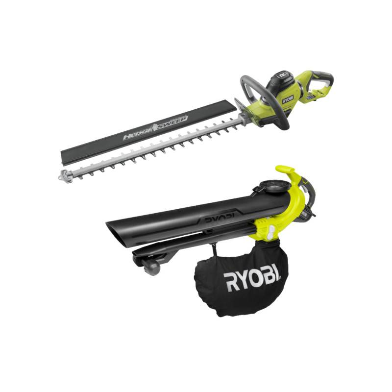 Ryobi - Pack RYOBI taille-haies électrique 600W RHT6160RS - Souffleur aspiro-broyeur électrique 3000W 3en1 RBV3000CESV - Image 1