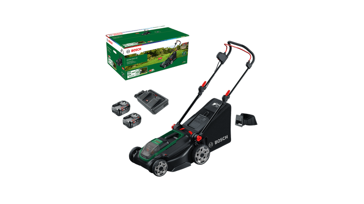 Tondeuse à gazon sans fil ROTAK18V2-43 - BOSCH - avec 2 batteries 4,0Ah - chargeur - 06008B9L00