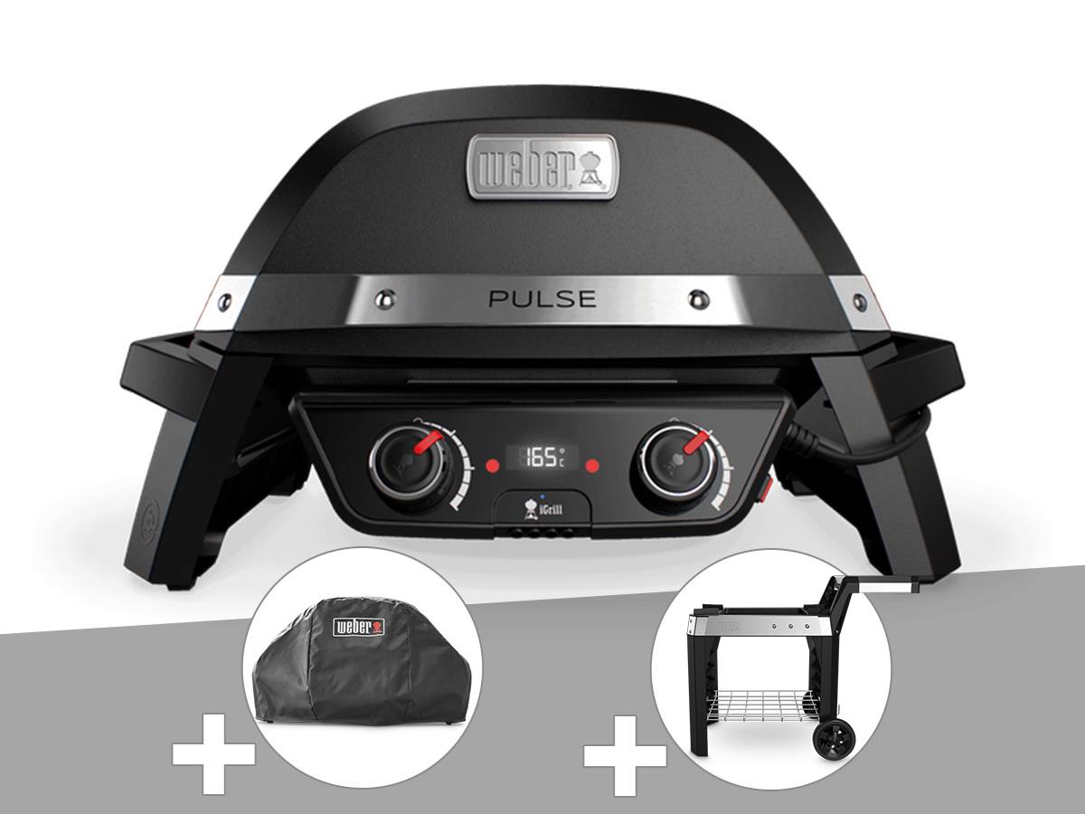 Weber - Barbecue électrique Weber Pulse 2000 + Housse + Chariot