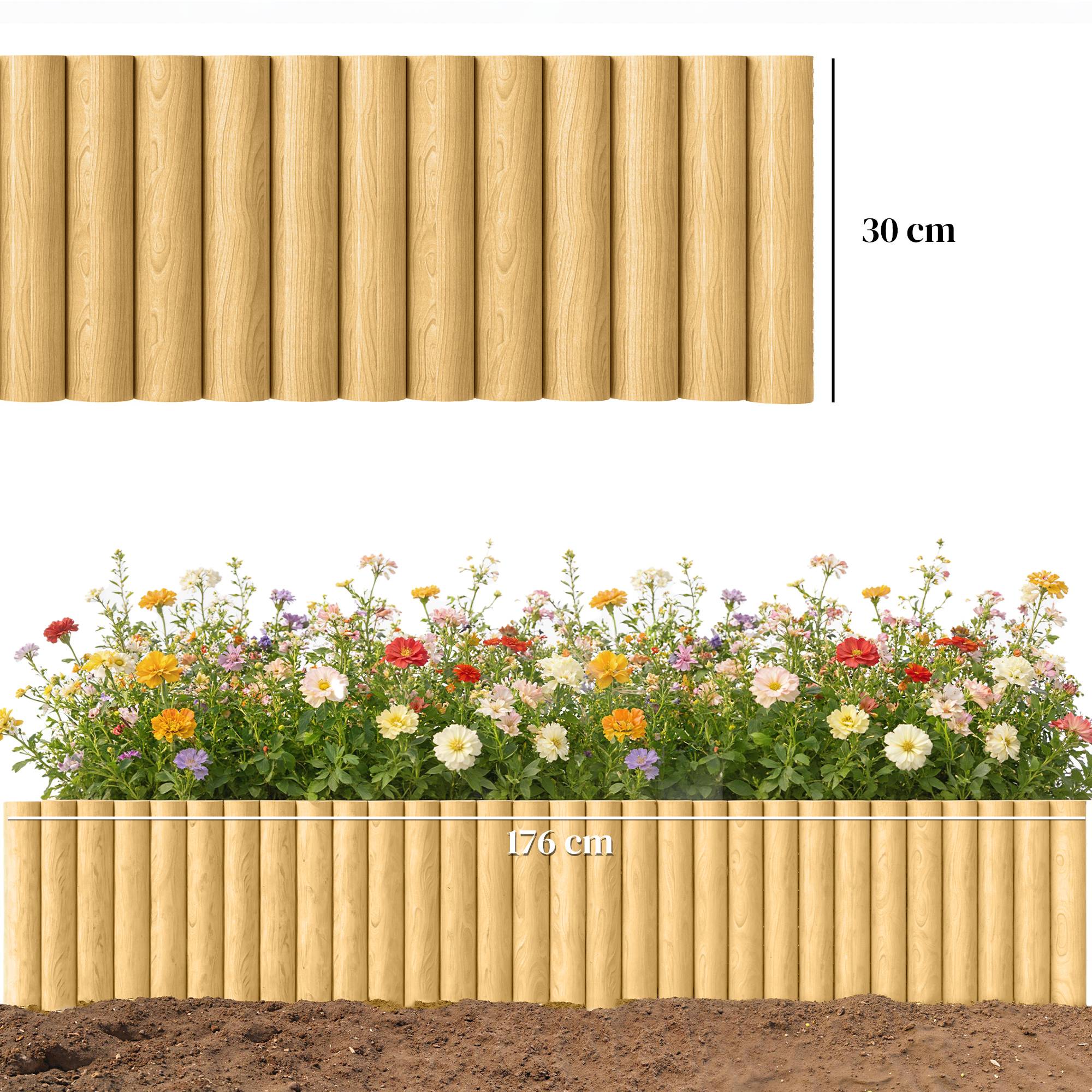 ComfortXL - Clôture de jardin bois de sapin 176 x 30 cm naturel pour massifs pelouse terrasse bordure décorative - Image 3
