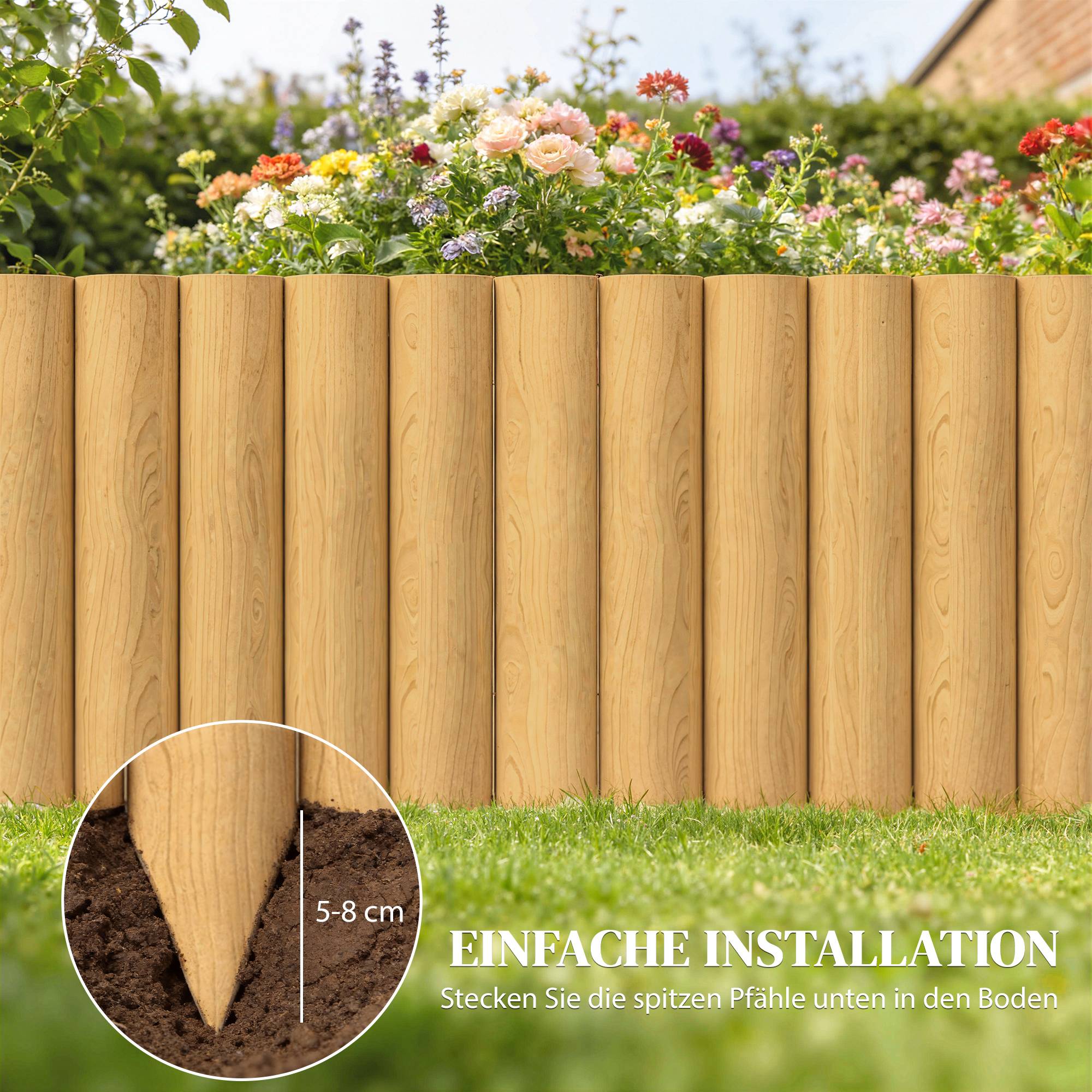 ComfortXL - Clôture de jardin bois de sapin 176 x 30 cm naturel pour massifs pelouse terrasse bordure décorative - Image 5