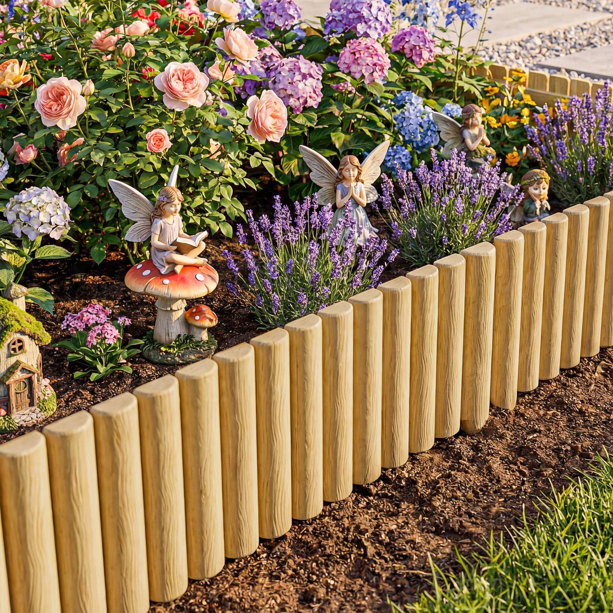 ComfortXL - Clôture de jardin bois de sapin 176 x 30 cm naturel pour massifs pelouse terrasse bordure décorative - Image 1
