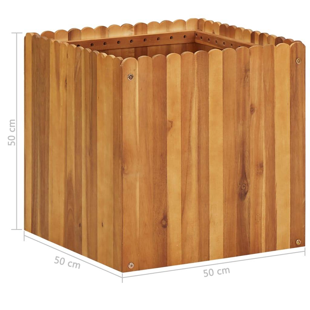 Helloshop26 - Jardinière lit surélevé plantes fleurs jardin 50 x 50 x 50 cm bois massif d'acacia - Imagen 5