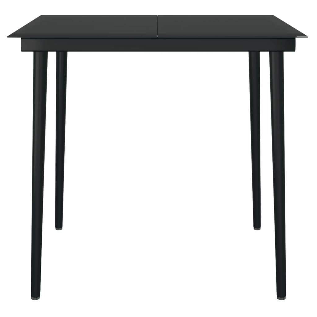 Table de Repas Extérieure Noire 80cm Structure Acier et Plateau en Verre, pour 2-4 Personnes – ComfortXL Outdoor Living - Image 3