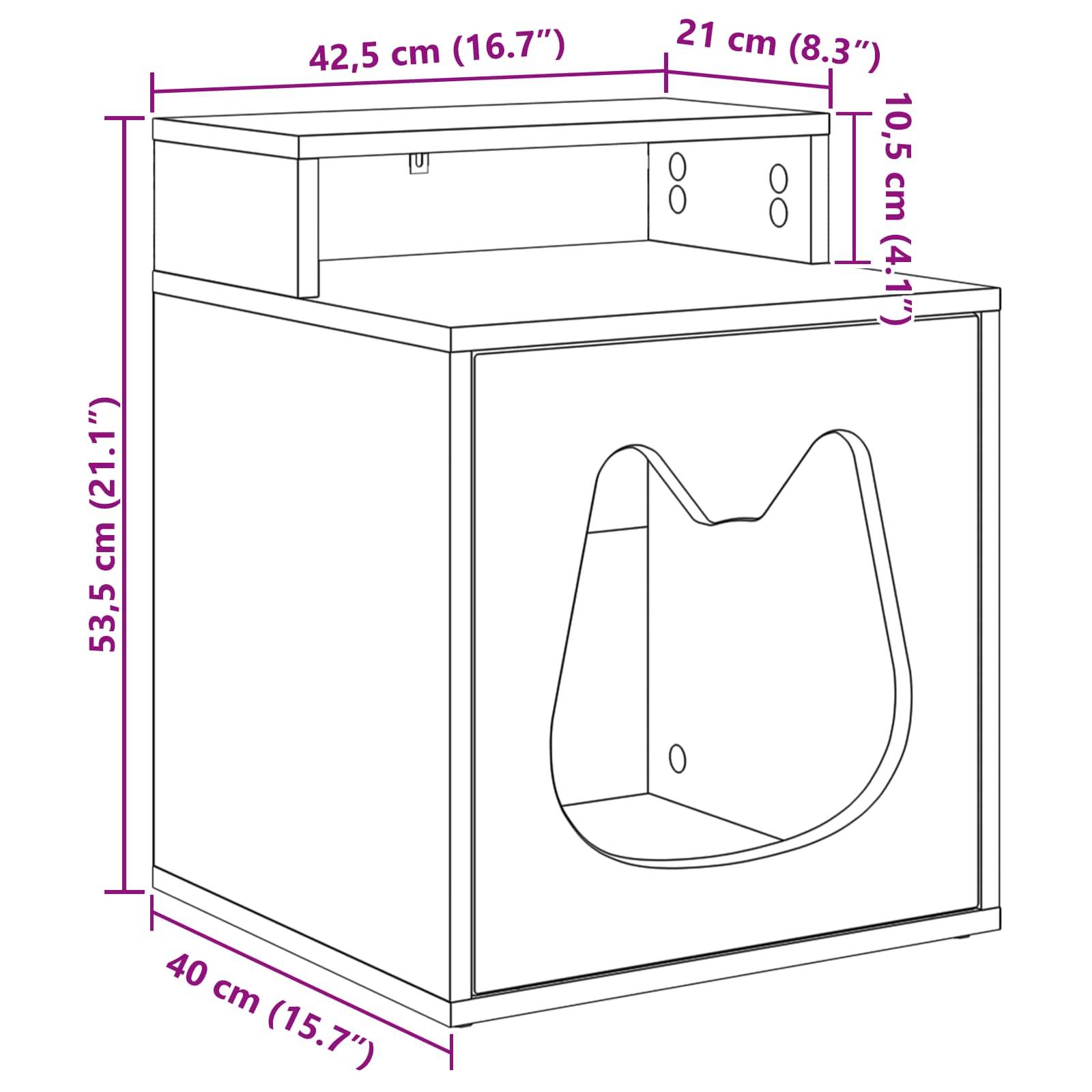 Vidaxl - Maison pour chat Noir 42,5 x 40 x 53,5 cm Bois d'ingénierie vidaXL 8000690 - Image 3
