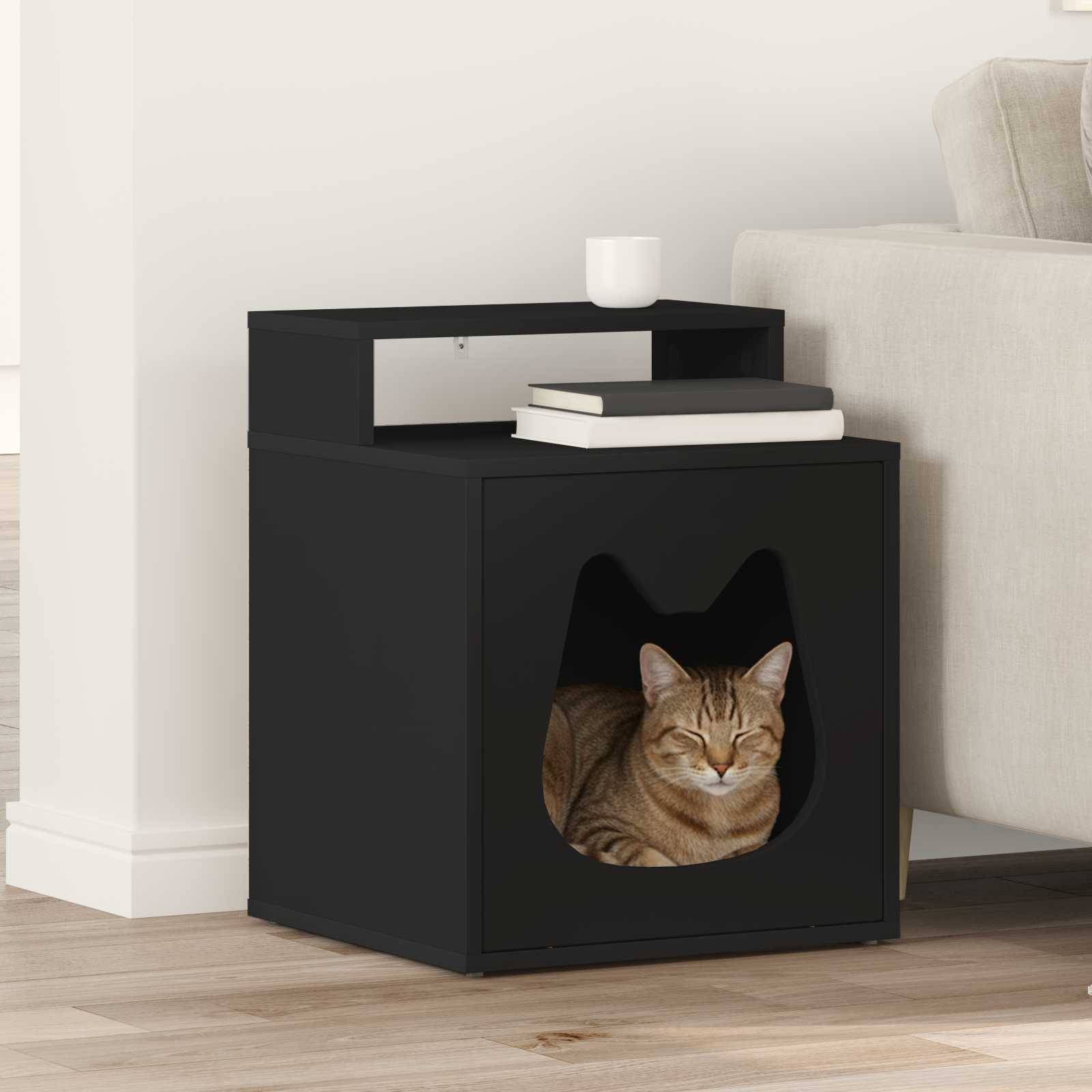 Vidaxl - Maison pour chat Noir 42,5 x 40 x 53,5 cm Bois d'ingénierie vidaXL 8000690 - Image 1