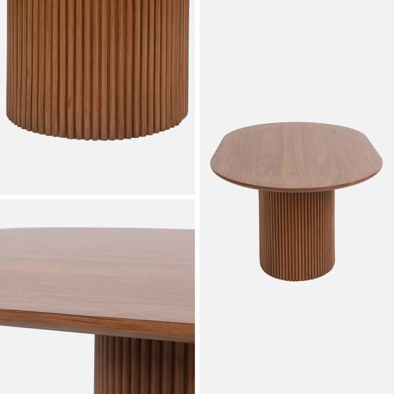sweeek - Table basse oblongue décor bois sculpté 90cm. couleur noyer | sweeek - Image 7