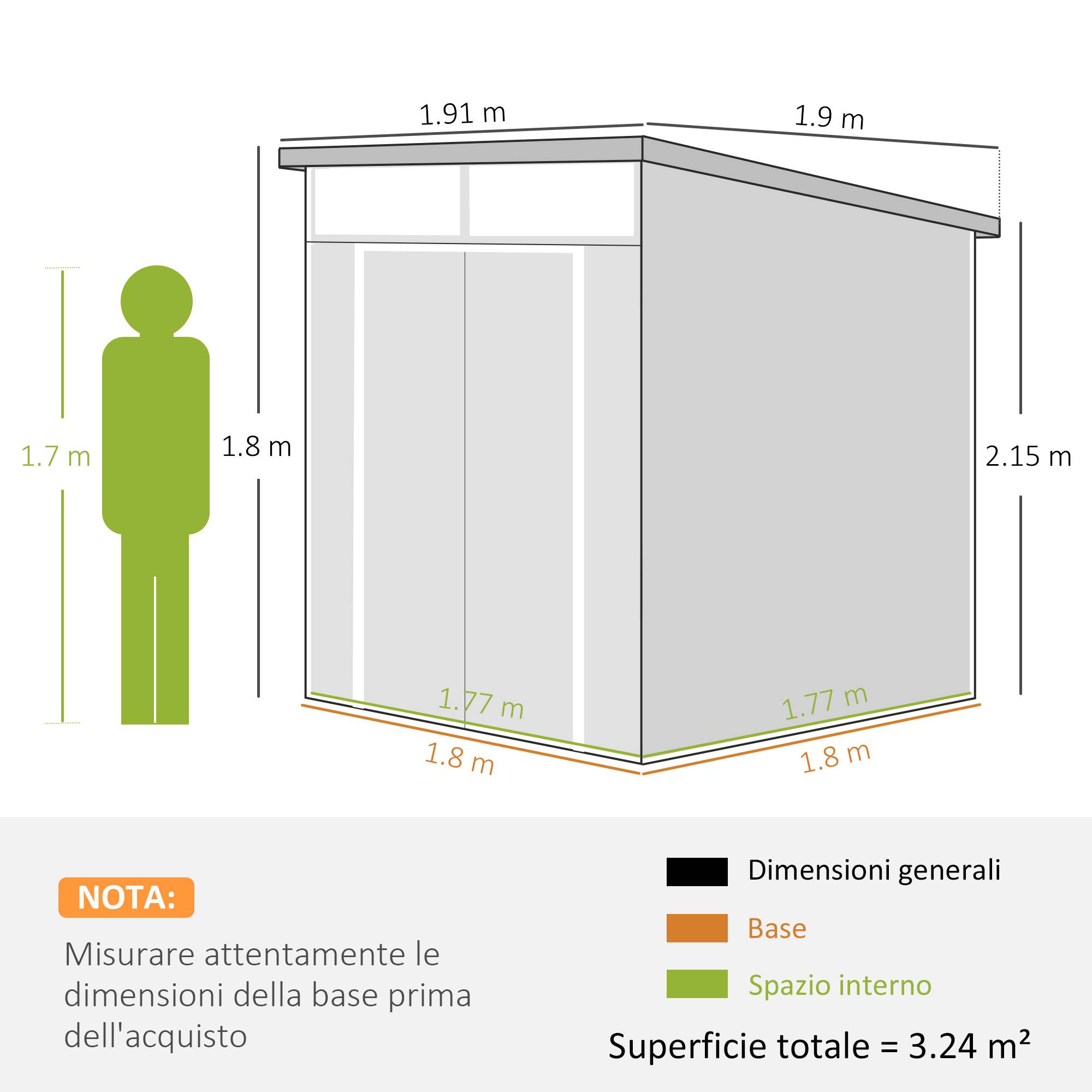 Abri de jardin résine rangement outils double porte fenêtres 190x191x215cm gris - ComfortXL Outdoor Living - Image 5