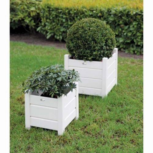 Esschert Design - Bac à fleurs carré lot de 2 - Blanc - Imagen 3