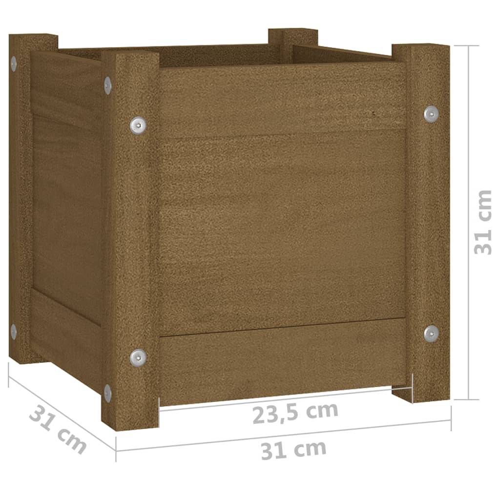 Maison Chic - Lot de 2 Jardinières, Bac à fleurs, Pot de fleurs d'extérieur Marron miel 31x31x31cm Bois de pin - Imagen 8