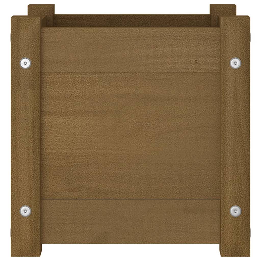 Maison Chic - Lot de 2 Jardinières, Bac à fleurs, Pot de fleurs d'extérieur Marron miel 31x31x31cm Bois de pin - Imagen 4