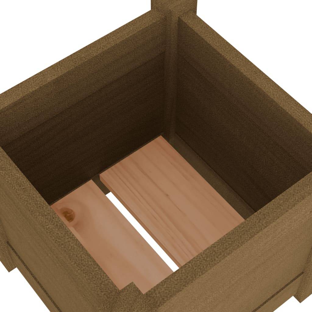 Maison Chic - Lot de 2 Jardinières, Bac à fleurs, Pot de fleurs d'extérieur Marron miel 31x31x31cm Bois de pin - Imagen 6