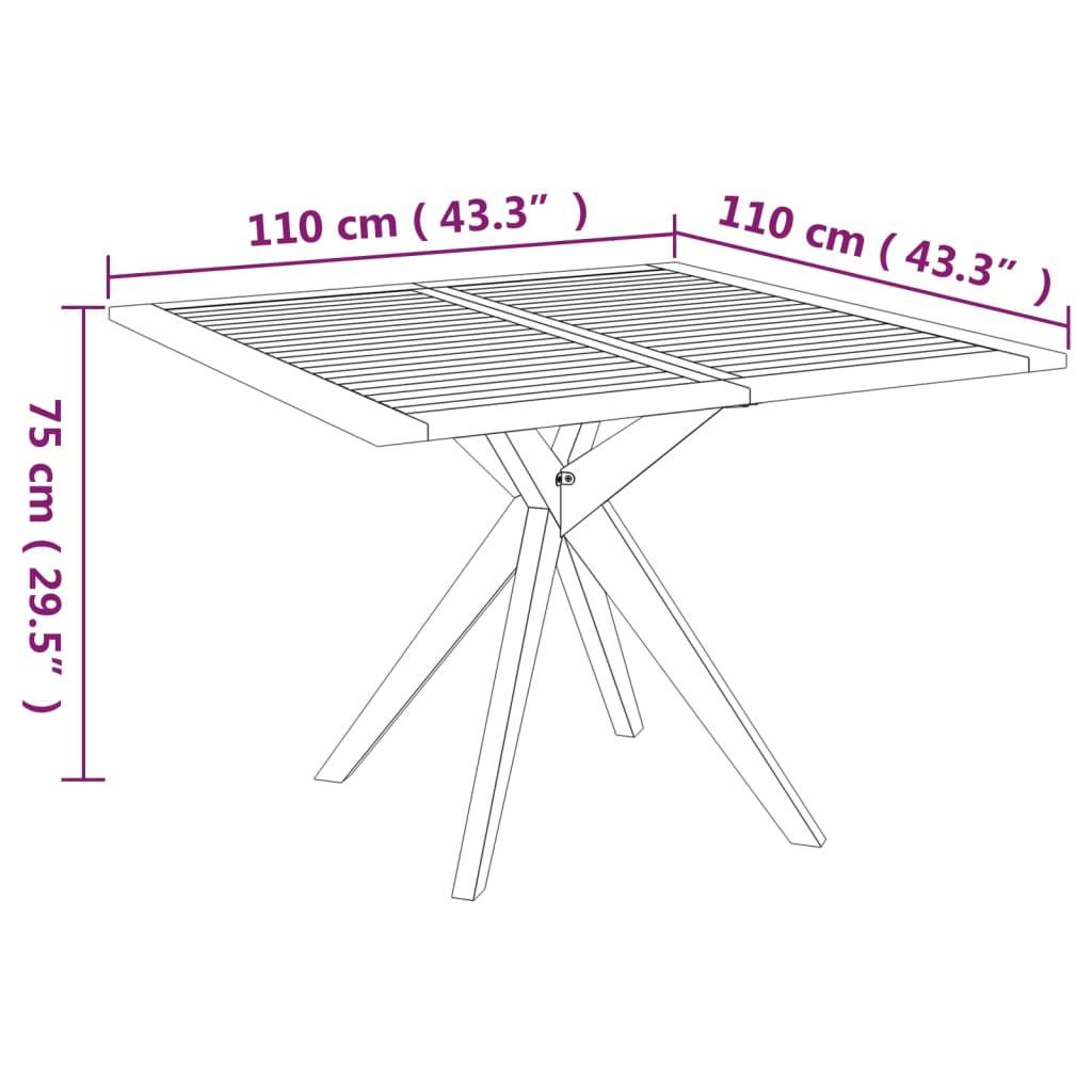 Table de jardin - Table Extérieure - Table De Patio 110x110x75 cm Bois d'acacia solide-JU13682 - Image 5
