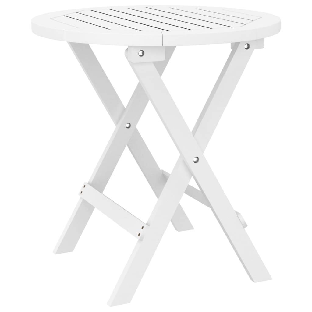 Table pliable de jardin Bois d'acacia massif blanc Ø46 x 47 cm - PANGIVO - Image 2