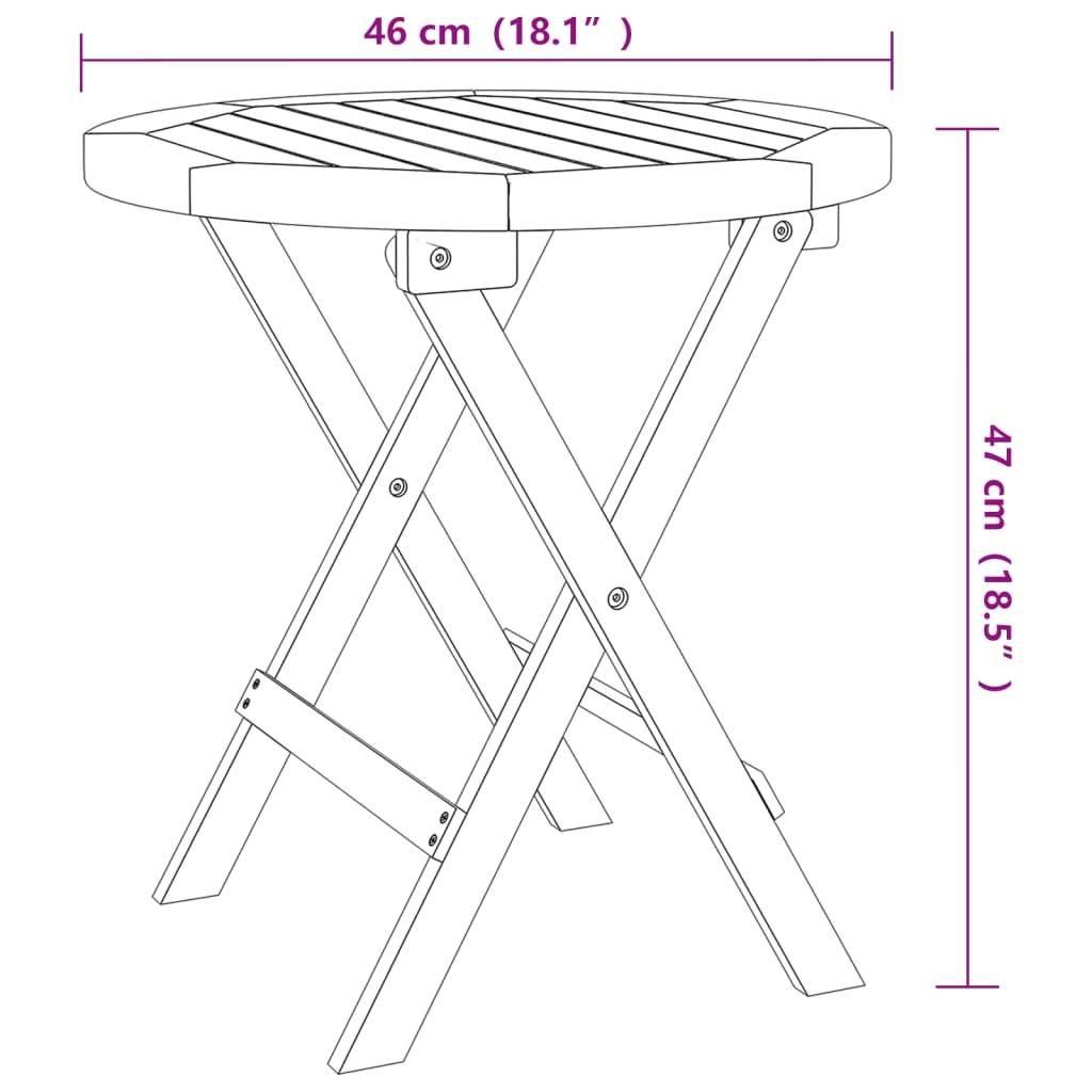 Table pliable de jardin Bois d'acacia massif blanc Ø46 x 47 cm - PANGIVO - Image 6