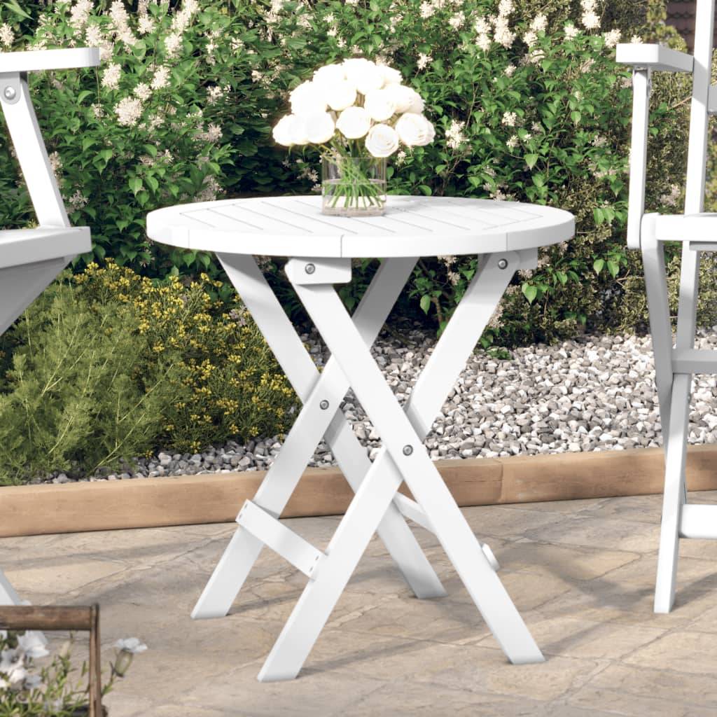 Table pliable de jardin Bois d'acacia massif blanc Ø46 x 47 cm - PANGIVO - Image 1