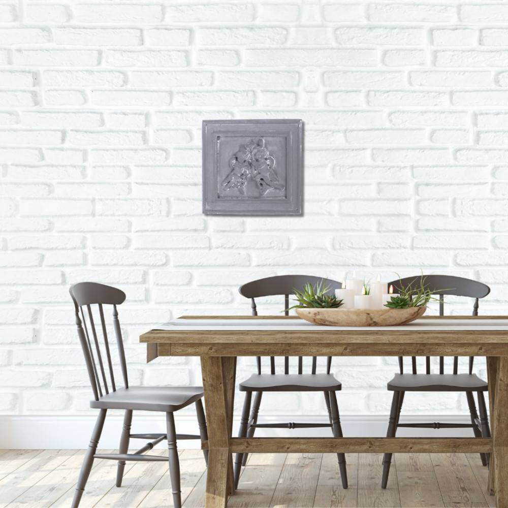 ° Plaque murale décorative vintage en béton gris 23x21cm Chemin de campagne - Imagen 2