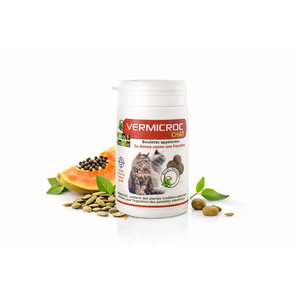 Vermicroc Chat – Vermifuge naturel en boulettes appétentes 40 g