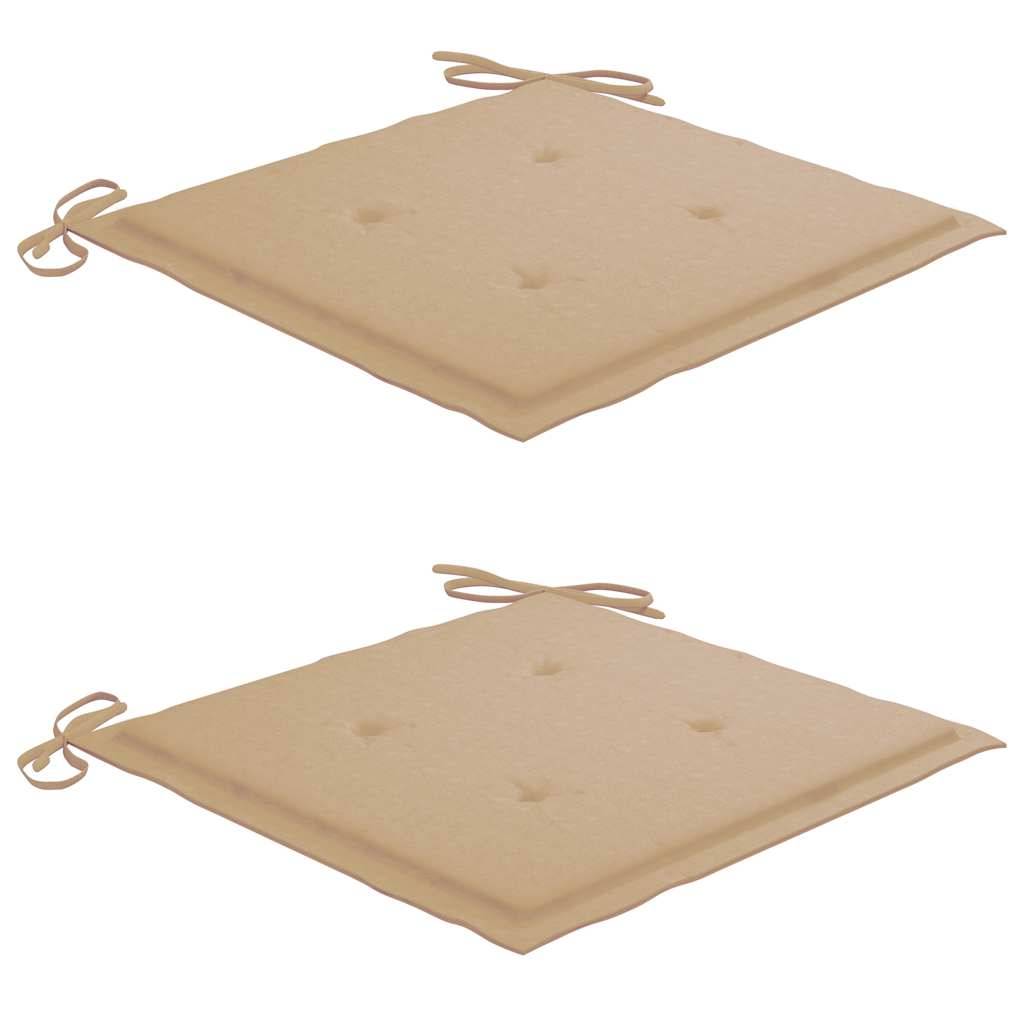 Fauteuils de Repas Extérieur Haut de Gamme en Teck et Acier Inox Lot de 2 Coussins Beige – ComfortXL Outdoor Living - Image 7