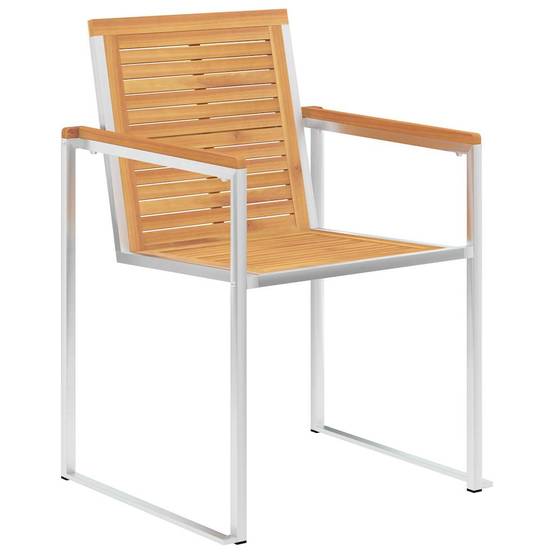 Fauteuils de Repas Extérieur Haut de Gamme en Teck et Acier Inox Lot de 2 Coussins Beige – ComfortXL Outdoor Living - Image 4