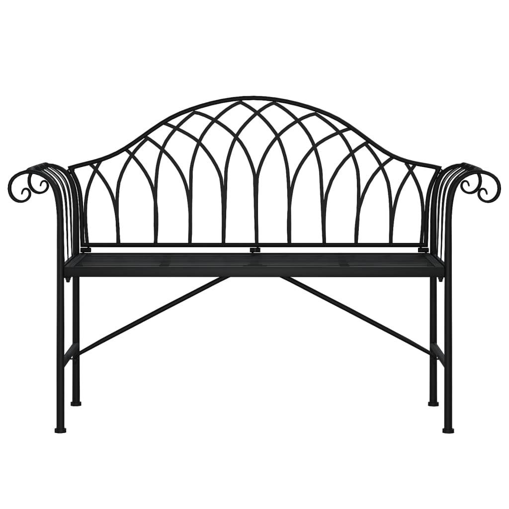 Helloshop26 - Banc de jardin meuble de patio d'extérieur terrasse 2 places 128 x 44,5 x 88 cm noir acier - Imagen 2