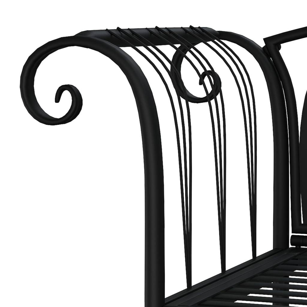 Helloshop26 - Banc de jardin meuble de patio d'extérieur terrasse 2 places 128 x 44,5 x 88 cm noir acier - Imagen 4
