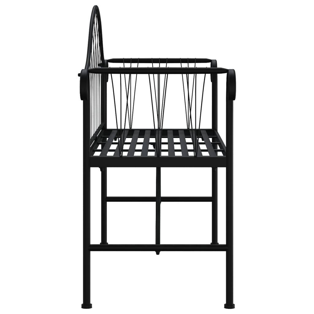Helloshop26 - Banc de jardin meuble de patio d'extérieur terrasse 2 places 128 x 44,5 x 88 cm noir acier - Imagen 3