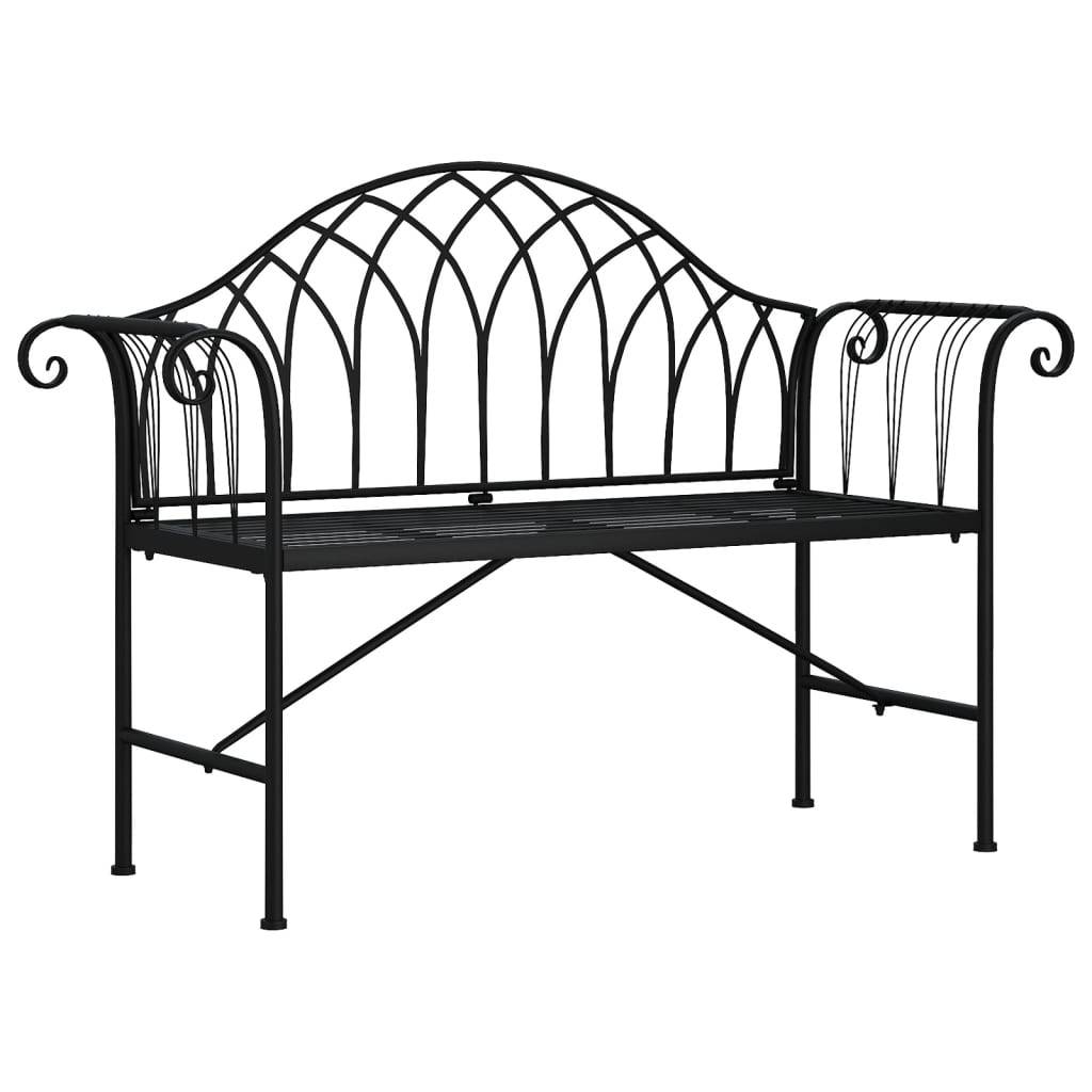 Helloshop26 - Banc de jardin meuble de patio d'extérieur terrasse 2 places 128 x 44,5 x 88 cm noir acier - Imagen 1