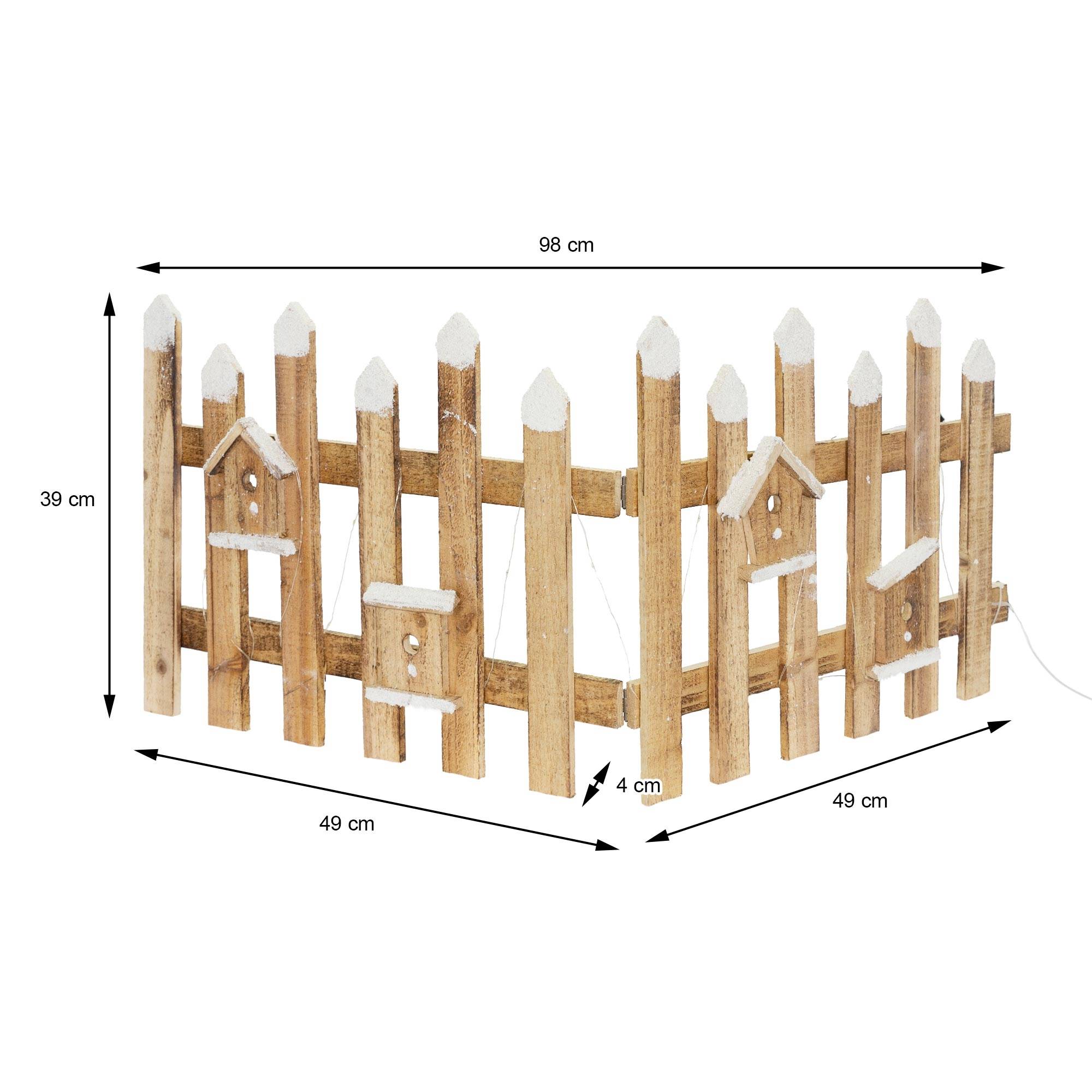 Ecd-Germany - Clôture de jardin de Noël illumination LED décoration festive en bois 98x39 cm - Imagen 7