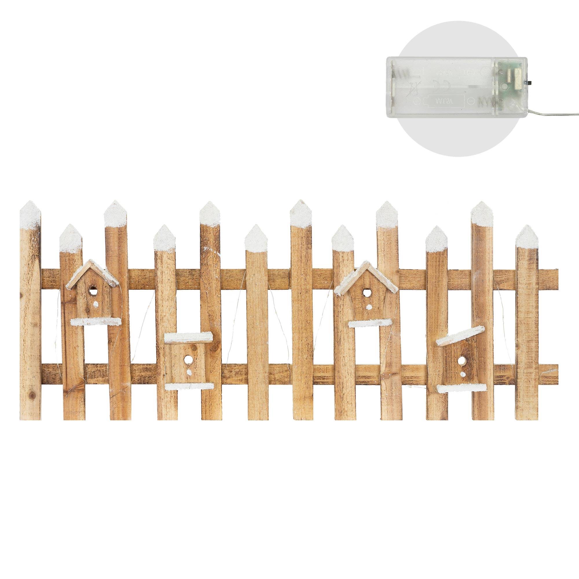 Ecd-Germany - Clôture de jardin de Noël illumination LED décoration festive en bois 98x39 cm - Imagen 3