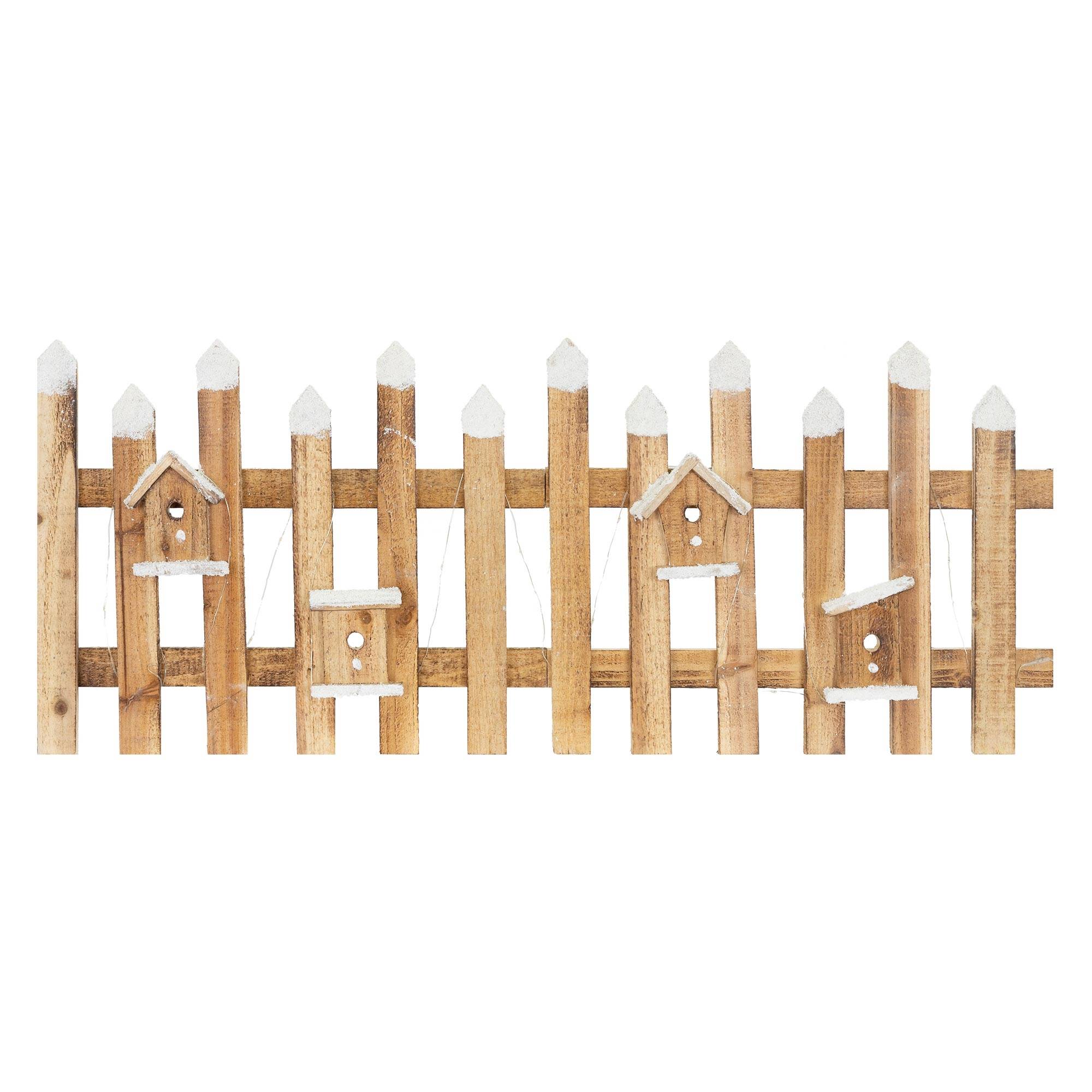 Ecd-Germany - Clôture de jardin de Noël illumination LED décoration festive en bois 98x39 cm - Imagen 2