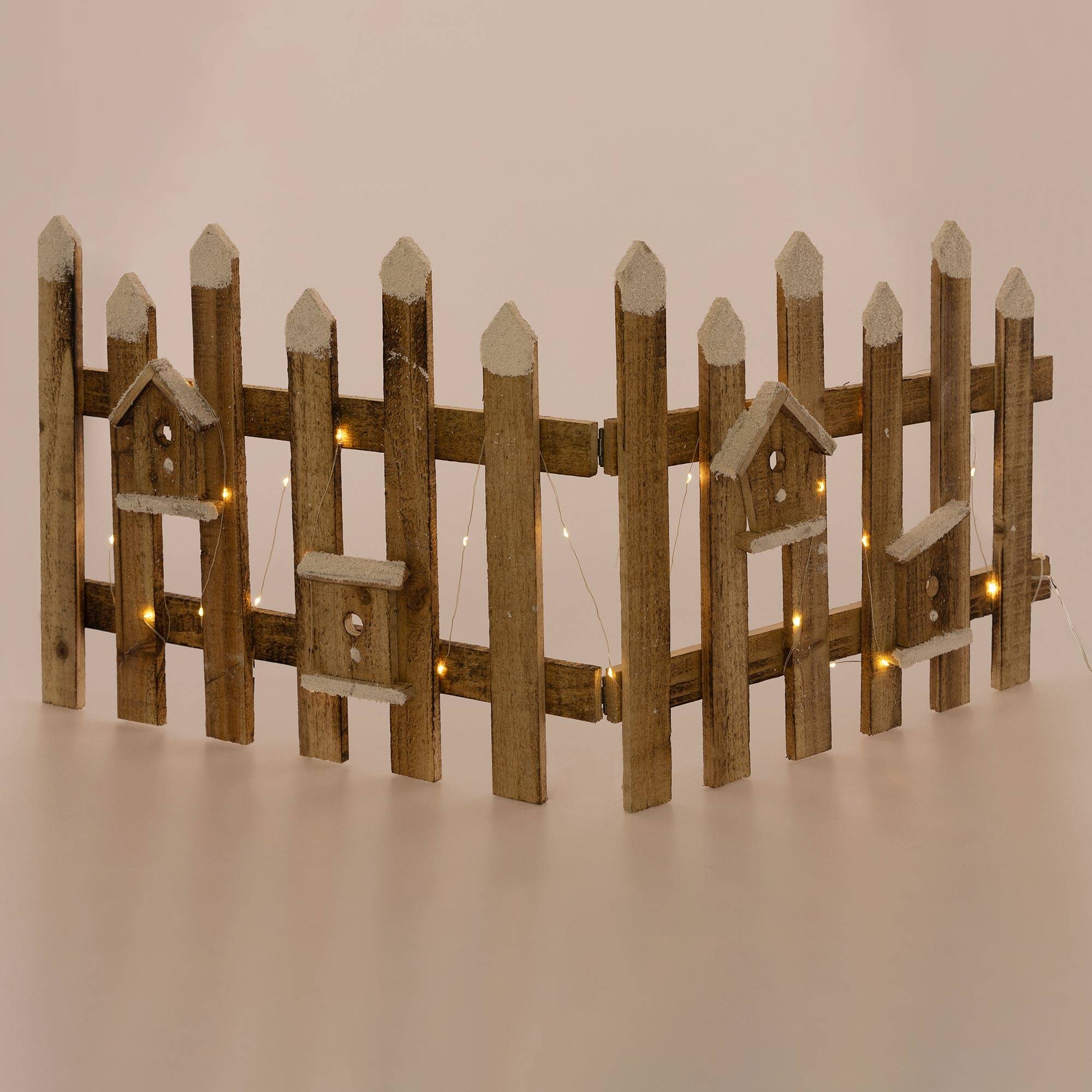 Ecd-Germany - Clôture de jardin de Noël illumination LED décoration festive en bois 98x39 cm - Imagen 5