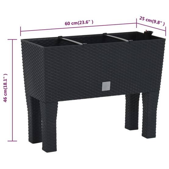 Lit surélevé de jardin Anthracite 60 x 25 x 46 cm PP Rotin - PANGIVO - Image 10