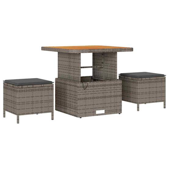 Salon Bas avec Repose-Pieds 8 Pcs Polyrotin & Acacia 7 Places Table Haute pour Dîners et Détente Gris – ComfortXL Outdoor Living - Image 4
