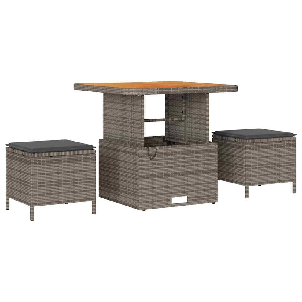 Salon Bas avec Repose-Pieds 8 Pcs Polyrotin & Acacia 7 Places Table Haute pour Dîners et Détente Gris – ComfortXL Outdoor Living - Image 4