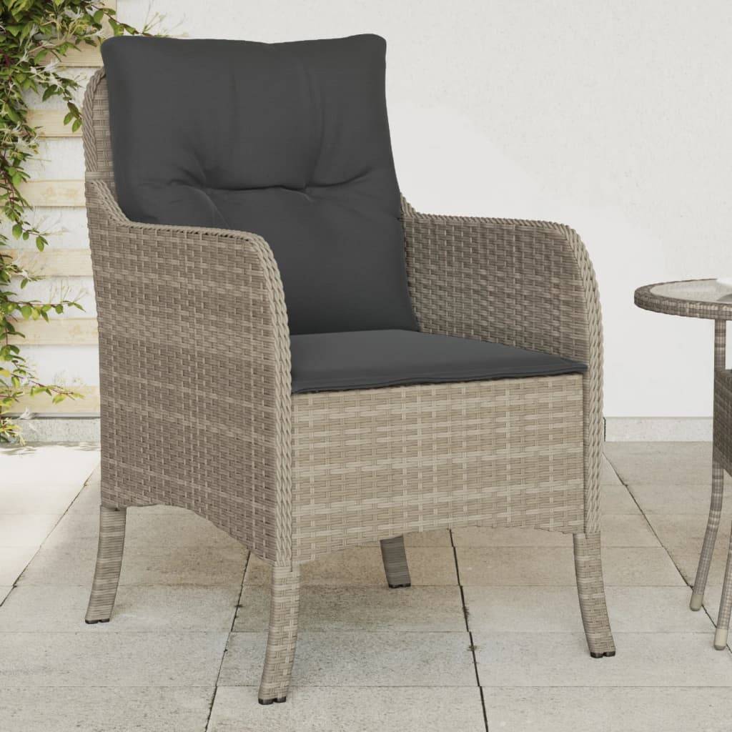 Chaises de jardin avec coussins gris clair résine tressée 58.5 x 67 x 86 cm - PANGIVO - Image 1