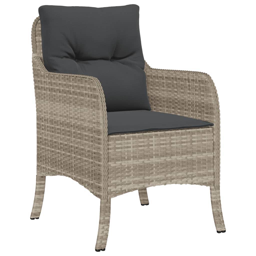Chaises de jardin avec coussins gris clair résine tressée 58.5 x 67 x 86 cm - PANGIVO - Image 4