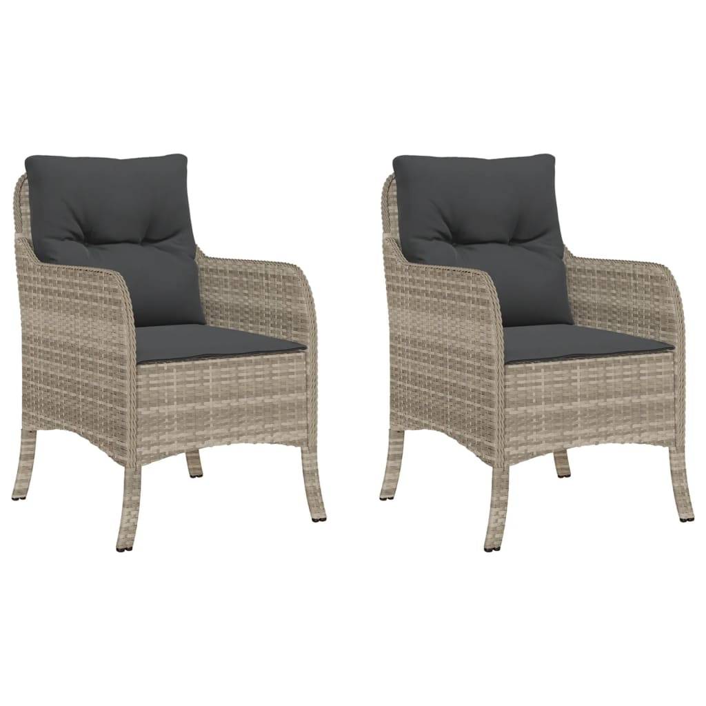 Chaises de jardin avec coussins gris clair résine tressée 58.5 x 67 x 86 cm - PANGIVO - Image 2