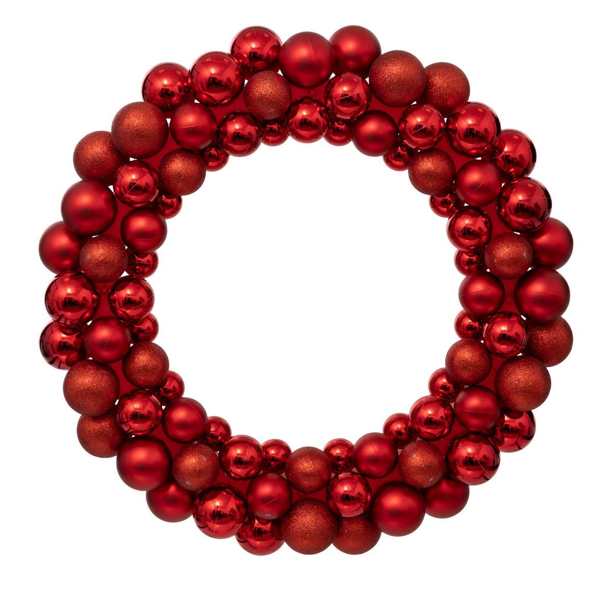 Fééric Lights & Christmas - Couronne Boules de Noël Rouge D 55 cm
